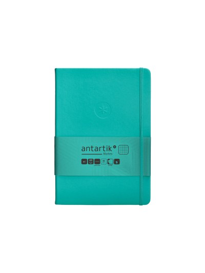 Cuaderno con gomilla antartik notes tapa dura a5 hojas cuadricula turquesa 100 hojas 80 gr fsc