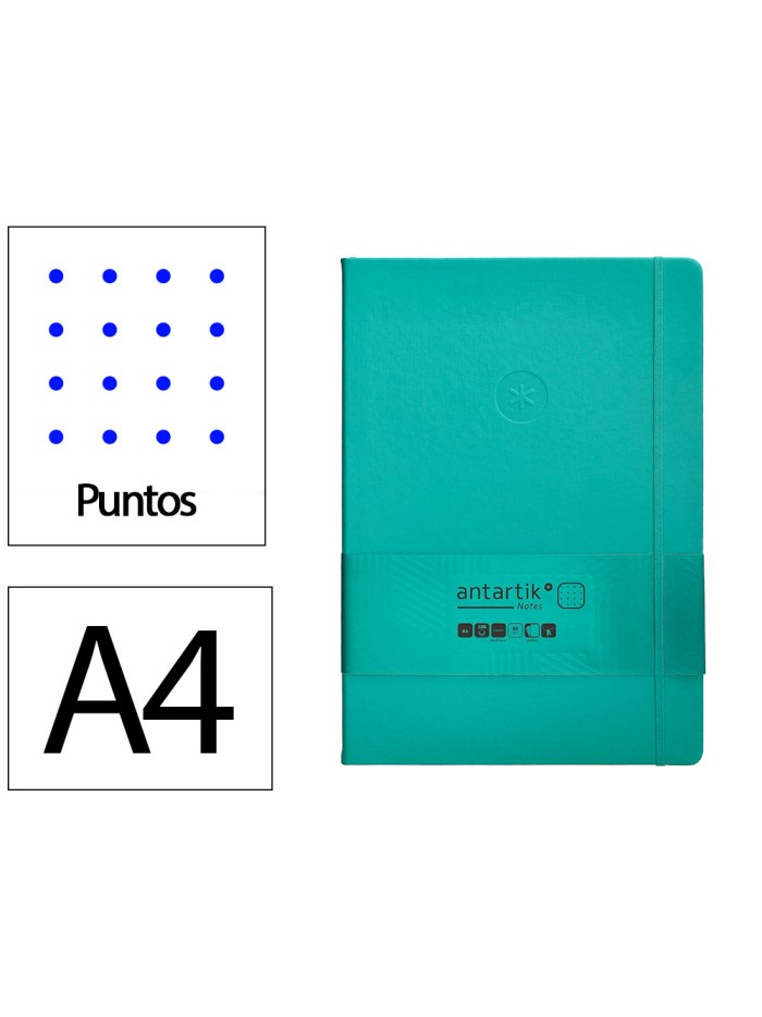 Cuaderno con gomilla antartik notes tapa dura a4 hojas puntos turquesa 100 hojas 80 gr fsc Cuaderno con gomilla antartik notes tapa dura a4 hojas puntos turquesa 100 hojas 80 gr fsc