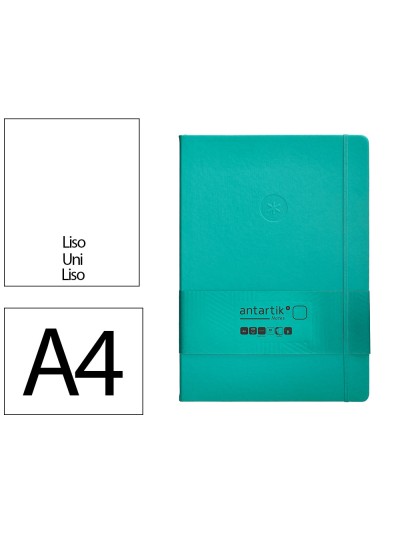 Cuaderno con gomilla antartik notes tapa dura a4 hojas lisas turquesa 100 hojas 80 gr fsc