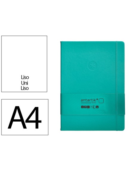Cuaderno con gomilla antartik notes tapa dura a4 hojas lisas turquesa 100 hojas 80 gr fsc