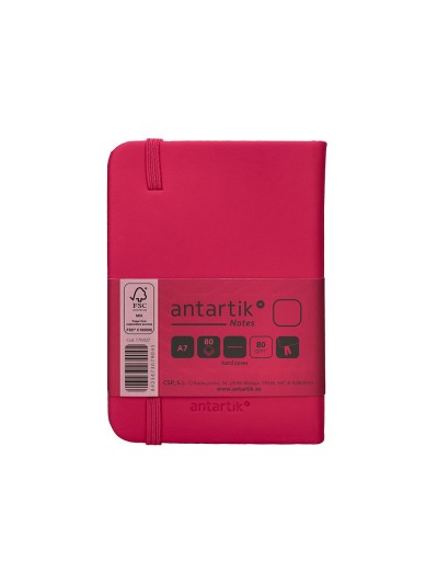 Cuaderno con gomilla antartik notes tapa dura a7 hojas lisas burdeos 80 hojas 80 gr fsc