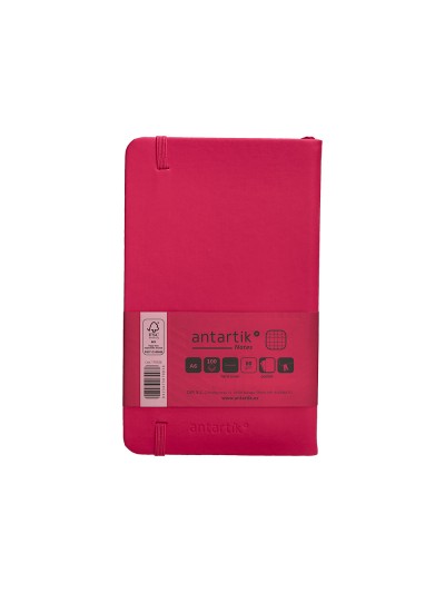 Cuaderno con gomilla antartik notes tapa dura a6 hojas cuadricula burdeos 100 hojas 80 gr fsc