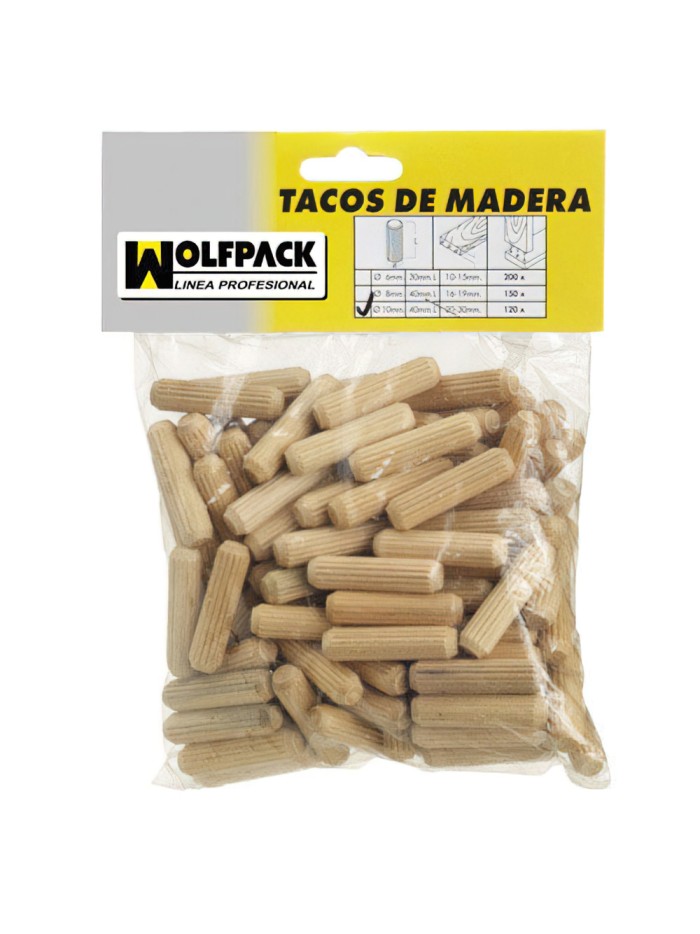 Espigas Madera 8x40 mm. (Bolsa de 50 Piezas)
