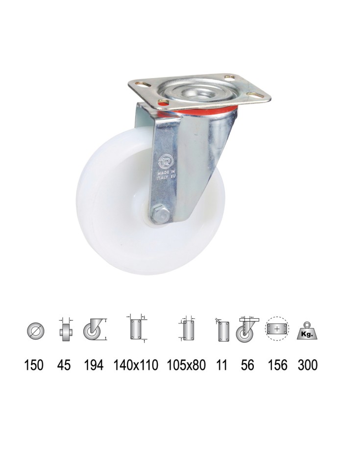 Rueda Industrial Nylon Placa 150 mm. Rueda Industrial Nylon Placa 150 mm.