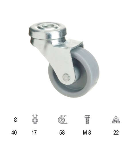 Rueda Polyamida Pasante   40 mm.