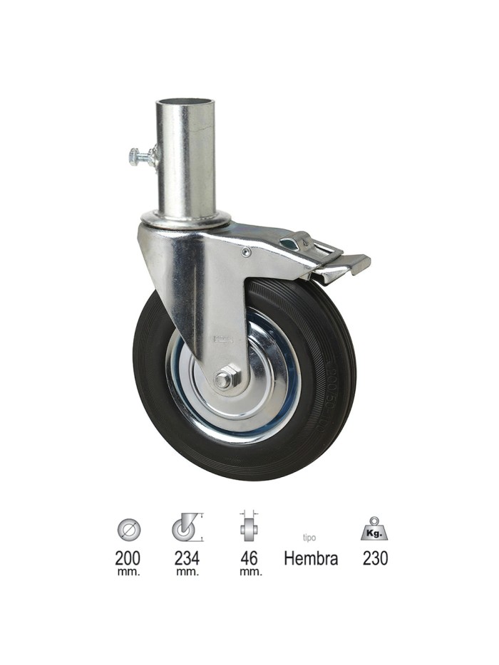 Rueda Industrial Andamio (Hembra) 200 mm.