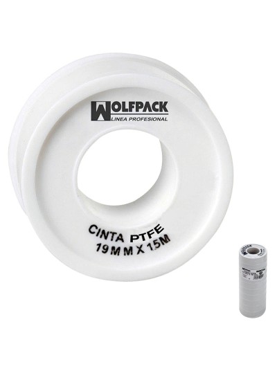 Cinta PTFE Wolfpack  19 mm. x 15 m. (Paquete de 10 Rollos)