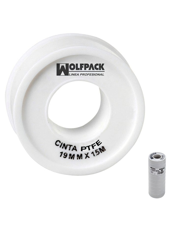 Cinta PTFE Wolfpack  19 mm. x 15 m. (Paquete de 10 Rollos)