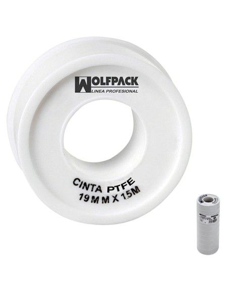 Cinta PTFE Wolfpack  19 mm. x 15 m. (Paquete de 10 Rollos)