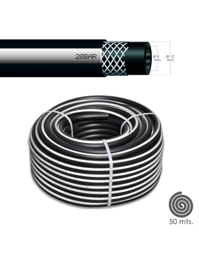 Manguera Aire Comprimido Negro   8 x 17 mm. 20 bares Rollo 50 metros