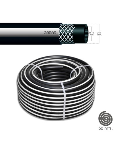 Manguera Aire Comprimido Negro   10 x 19 mm. 20 bares Rollo 50 metros