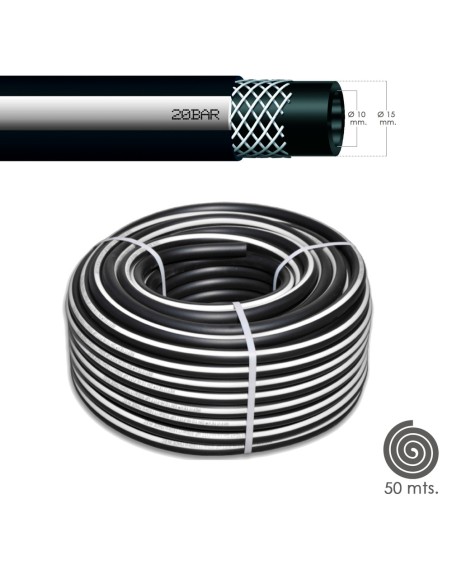 Manguera Aire Comprimido Negro   10 x 19 mm. 20 bares Rollo 50 metros