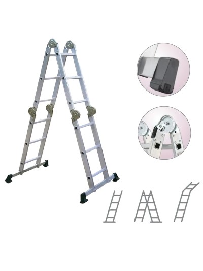 Escalera Multiposicional Aluminio 6 Rotulas 12 Peldaños
