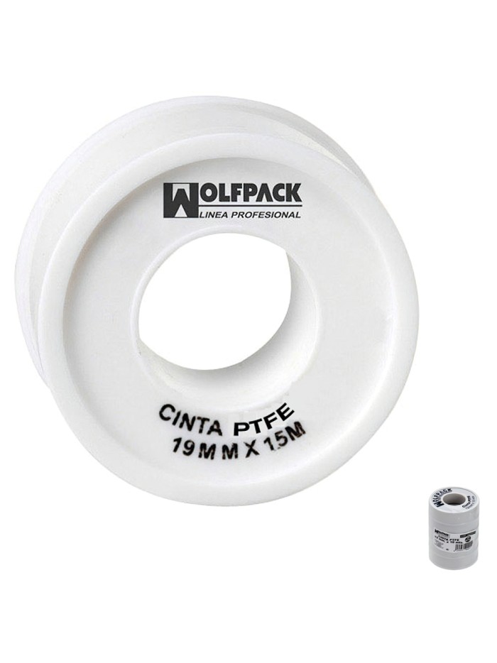 Cinta PTFE Wolfpack 19 mm. x 50 m. Grueso. (Paquete de 5 Rollos)