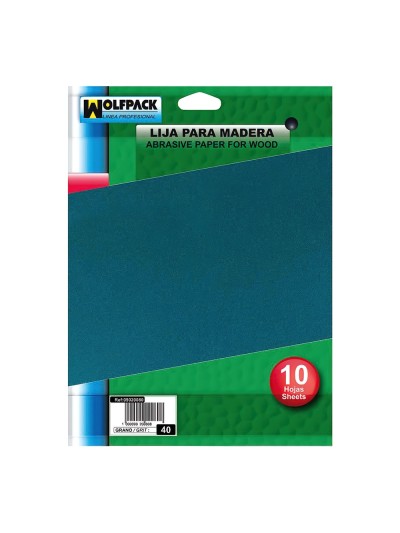 Lija Madera Grano 40 (Pack 10 pliegos)