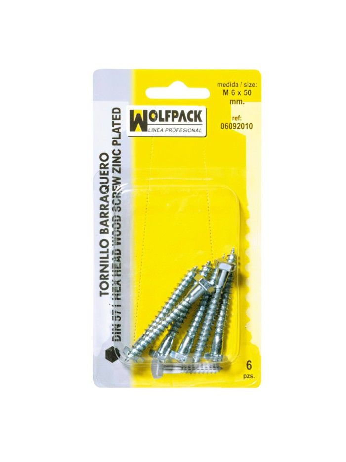 Tirafondo Barraquero Din571 6x40 mm. (6 Piezas)
