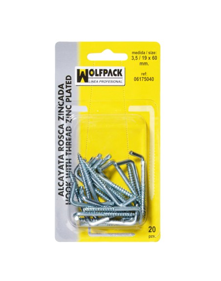 Alcayatas Rosca Zincada  4,0 / 20x80 mm. (Blister 15 Piezas)