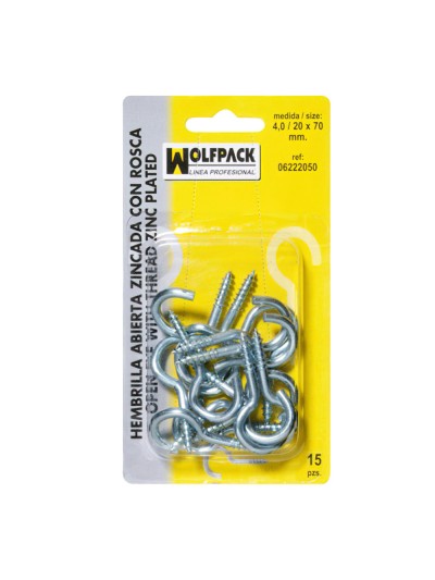 Hembrilla Abierta 4,0 / 20 x 70 mm. (15 Piezas)