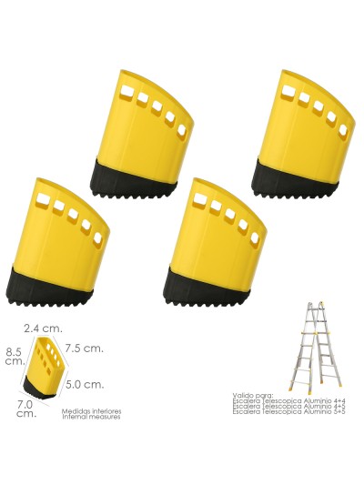 Contera Escalera Telescópica Aluminio Juego 4 Piezas