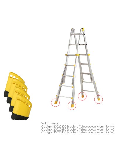 Contera Escalera Telescópica Aluminio Juego 4 Piezas